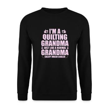 Ich bin eine Quilt-Oma, genau wie eine normale Oma - Unisex Pullover - Schwarz - Vorne - Alina (178cm) & Michal (187cm)
