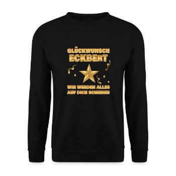 Eckbert als Kollegin - Unisex Pullover - Schwarz - Vorne - Alina (178cm) & Michal (187cm)