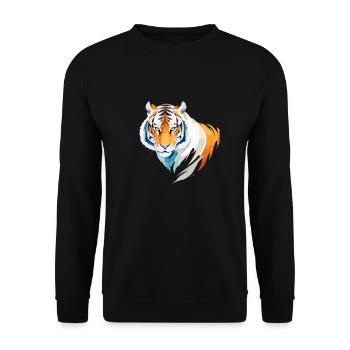 Tiger Vektor Kunst mit lebendiger Farbillustration - Unisex Pullover - Schwarz - Vorne - Alina (178cm) & Michal (187cm)