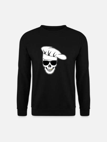 Skull with sunglasses chef's hat - Unisex Sweatshirt - black