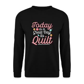 Aujourd’hui est un grand jour pour faire de la courtepointe Couture Courtepointe - Sweat-shirt Unisexe - noir - Devant - Alina (178cm) & Michal (187cm)