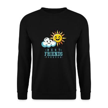 wolke sonne best friends - Unisex Pullover - Schwarz - Vorne - Alina (178cm) & Michal (187cm)