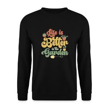 La vie est meilleure dans le jardin Jardinage botanique - Sweat-shirt Unisexe - noir - Devant - Alina (178cm) & Michal (187cm)