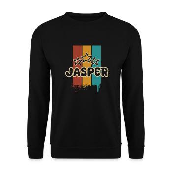 Geschenk für Jasper - Unisex Pullover - Schwarz - Vorne - Alina (178cm) & Michal (187cm)