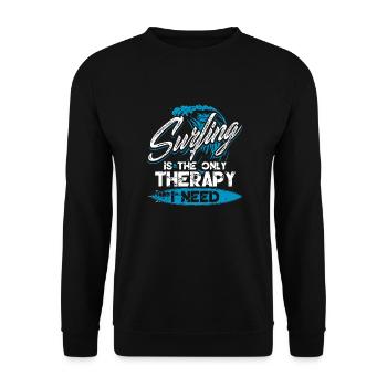 Surfing Is The Only Therapy - Unisex Sweatshirt - black - Front - Alina (178cm) & Michal (187cm)