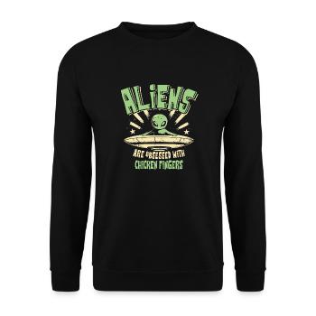 Aliens Are Obsessed With Chicken Fingers Fun - Unisex Sweatshirt - black - Front - Alina (178cm) & Michal (187cm)