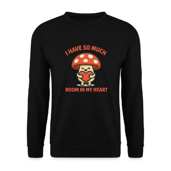 So viel Platz in meinem Herzen süßes Pilzwortspiel - Unisex Pullover - Schwarz - Vorne - Alina (178cm) & Michal (187cm)