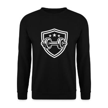 Hantel Gewichte Gym Logo - Unisex Pullover - Schwarz - Vorne - Alina (178cm) & Michal (187cm)