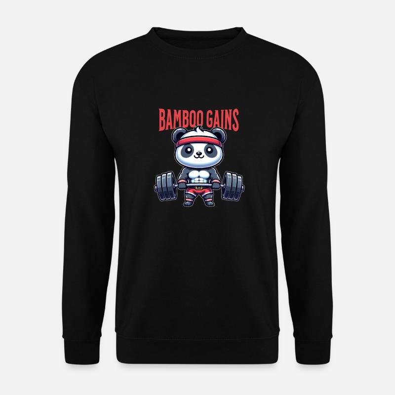 Panda im Fitnessstudio - Unisex Pullover - Schwarz