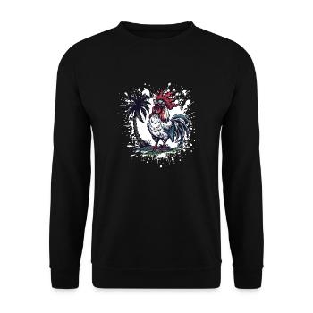 Hahn Insel Palme - Unisex Pullover - Schwarz - Vorne - Alina (178cm) & Michal (187cm)