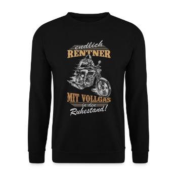 Rentner Motorrad Ruhestand Hobby Biker - Unisex Pullover - Schwarz - Vorne - Alina (178cm) & Michal (187cm)