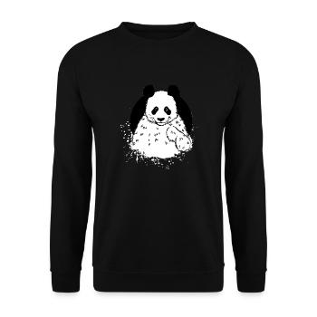 Sweet Panda, Hand Drawn, Vintage Style - Unisex Sweatshirt - black - Front - Alina (178cm) & Michal (187cm)