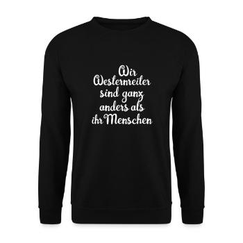 Wir Westernreiter sind ganz anders - Unisex Pullover - Schwarz - Vorne - Alina (178cm) & Michal (187cm)