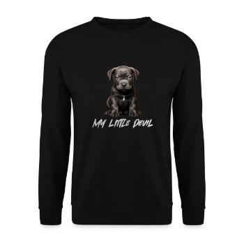 Blue Line Chien Pitbull Bébé Mon Petit Diable - Sweat-shirt Unisexe - noir - Devant - Alina (178cm) & Michal (187cm)
