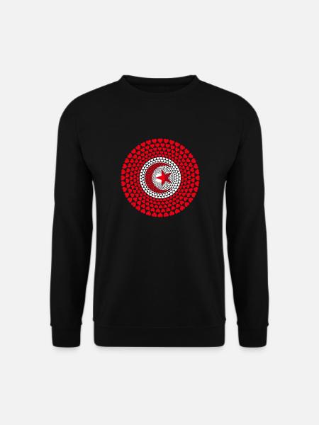 Tunisie Tunisie ⵜⵓⵏⴻⵙ Love Heart Mandala - Sweat-shirt Unisexe - noir