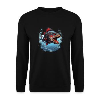 Piranha Fish for Anglers - Unisex Sweatshirt - black - Front - Alina (178cm) & Michal (187cm)