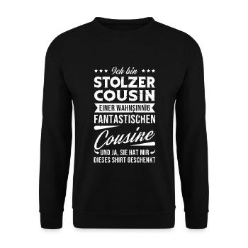 Proud cousin of a fantastic cousin - Unisex Sweatshirt - black - Front - Alina (178cm) & Michal (187cm)