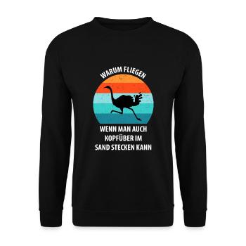 Strauß Ostrich Vogel Strauß Ornithologie - Unisex Pullover - Schwarz - Vorne - Alina (178cm) & Michal (187cm)