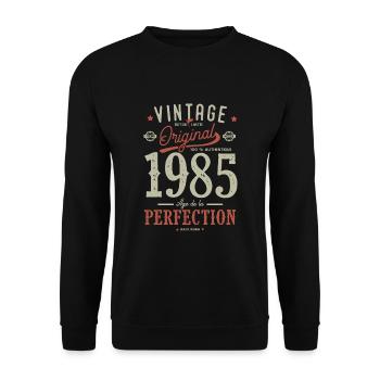 Alter der Perfektion 1985, Geburtstag 36 - Unisex Pullover - Schwarz - Vorne - Alina (178cm) & Michal (187cm)