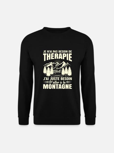 t shirt humour rando thérapie aller à la montagne - Sweat-shirt Unisexe - noir