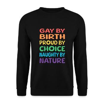 Gay de naissance - Sweat-shirt Unisexe - noir - Devant - Alina (178cm) & Michal (187cm)