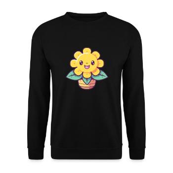 kawaii Sonnenblume - Unisex Pullover - Schwarz - Vorne - Alina (178cm) & Michal (187cm)