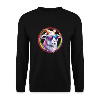 billy goat with sunglasses in color circles - Unisex Sweatshirt - black - Front - Alina (178cm) & Michal (187cm)