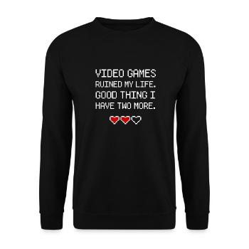Gamer gaming games heart life health - Unisex Pullover - Schwarz - Vorne - Alina (178cm) & Michal (187cm)