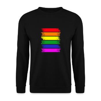 Regenbogenstreifen quer - Unisex Pullover - Schwarz - Vorne - Alina (178cm) & Michal (187cm)