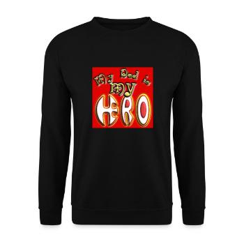 My Dad is my Hero in red background - Unisex Sweatshirt - black - Front - Alina (178cm) & Michal (187cm)