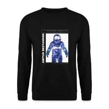 Abi bestanden Astronaut Abitur Abiturienten lustig - Unisex Pullover - Schwarz - Vorne - Alina (178cm) & Michal (187cm)