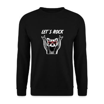 Let´s Rock! Waschbär Rock n Roll Musik - Unisex Pullover - Schwarz - Vorne - Alina (178cm) & Michal (187cm)