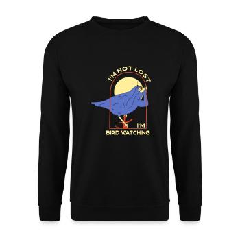 Bird Nerd Lustiges Vogel Design - Unisex Pullover - Schwarz - Vorne - Alina (178cm) & Michal (187cm)