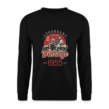 1955 Anniversary Vintage Motorcycle Biker Born in 1955 - Unisex Sweatshirt - black - Front - Alina (178cm) & Michal (187cm)