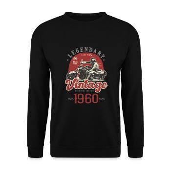 1960 Jubiläum Vintage Biker-Motorrad - Unisex Pullover - Schwarz - Vorne - Alina (178cm) & Michal (187cm)