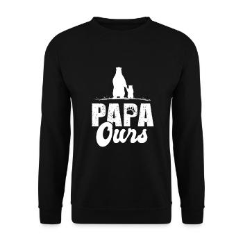 papa ours cadeau t shirt papa ours fête des pères - Sweat-shirt Unisexe - noir - Devant - Alina (178cm) & Michal (187cm)