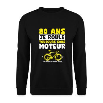 vélo 80 ans anniversaire - Sweat-shirt Unisexe - noir - Devant - Alina (178cm) & Michal (187cm)