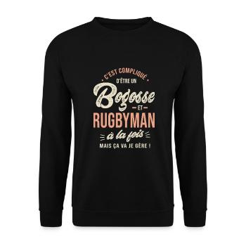 Rugby sport rygby homme joueur de rugby rugbyman - Sweat-shirt Unisexe - noir - Devant - Alina (178cm) & Michal (187cm)