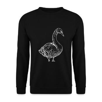 Cygne, Canard blanc, Oiseau, Oie - Sweat-shirt Unisexe - noir - Devant - Alina (178cm) & Michal (187cm)