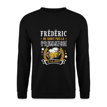 Frédéric bière frédéric cadeau frederic fête - Sweat-shirt Unisexe - noir - Devant - Alina (178cm) & Michal (187cm)