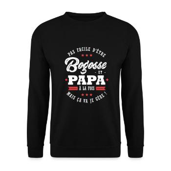 papa bogosse Papa Bogosse - Sweat-shirt Unisexe - noir - Devant - Alina (178cm) & Michal (187cm)
