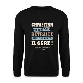 Christian humour retraité cadeau retraite homme - Sweat-shirt Unisexe - noir - Devant - Alina (178cm) & Michal (187cm)