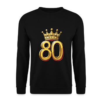 80 Zahl Krone - Unisex Pullover - Schwarz - Vorne - Alina (178cm) & Michal (187cm)