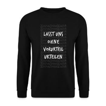 Vorurteil Immanuel Kant Zitat Spruch Geschenk Idee - Unisex Pullover - Schwarz - Vorne - Alina (178cm) & Michal (187cm)