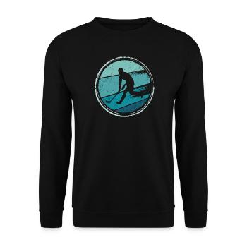 Floorball Spieler Innebandy Unihockey - Unisex Pullover - Schwarz - Vorne - Alina (178cm) & Michal (187cm)