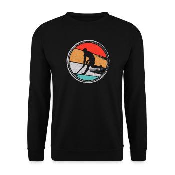 Field Hockey Player Retro Hockey - Unisex Sweatshirt - black - Front - Alina (178cm) & Michal (187cm)