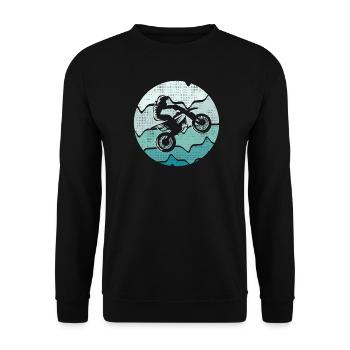Motocross Dirt Bike Motorrad Vintage Moto-Cross - Unisex Pullover - Schwarz - Vorne - Alina (178cm) & Michal (187cm)