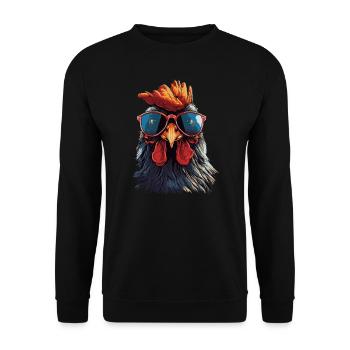 Drôle de poulet avec des lunettes de soleil - Sweat-shirt Unisexe - noir - Devant - Alina (178cm) & Michal (187cm)