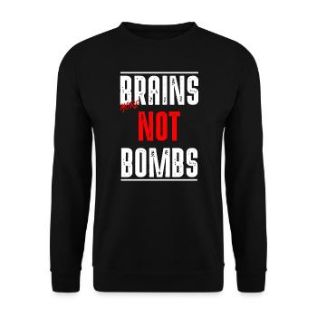 Brains not Bombs - Unisex Sweatshirt - black - Front - Alina (178cm) & Michal (187cm)