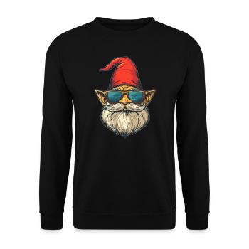Funny garden gnome with sunglasses - Unisex Sweatshirt - black - Front - Alina (178cm) & Michal (187cm)